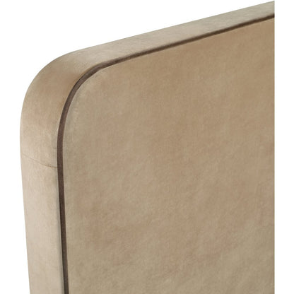 Rava Beige / Brown Velvet Upholstered Twin Bed