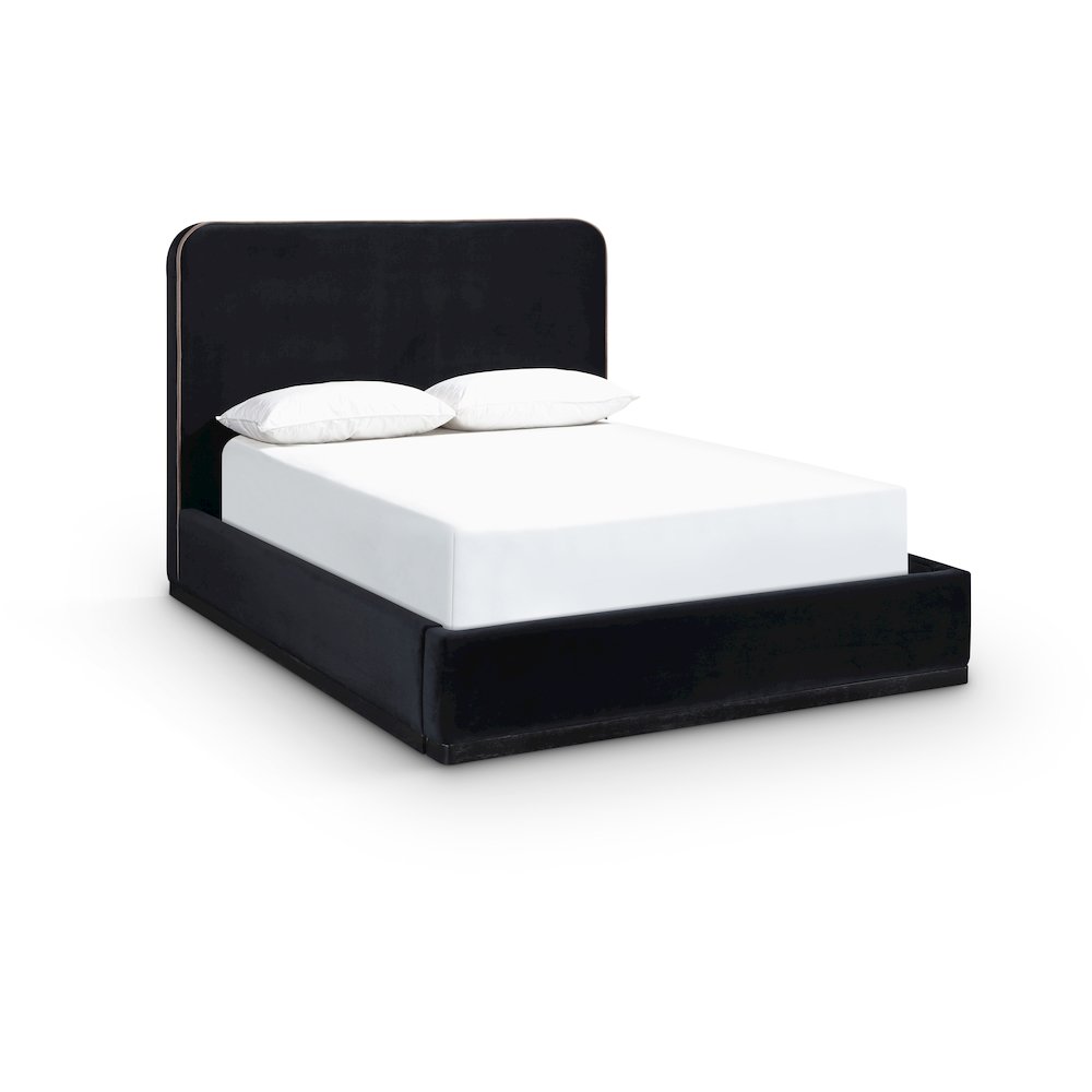 Rava Black / Taupe Velvet Upholstered Queen Bed