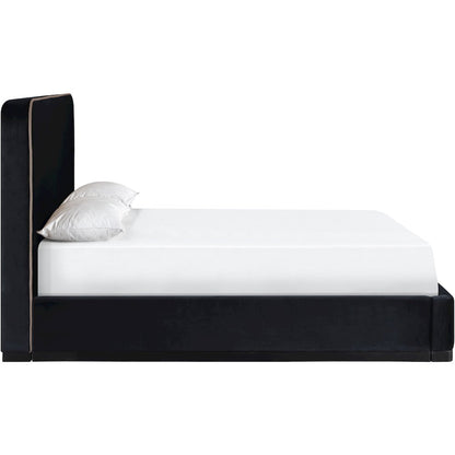 Rava Black / Taupe Velvet Upholstered Queen Bed