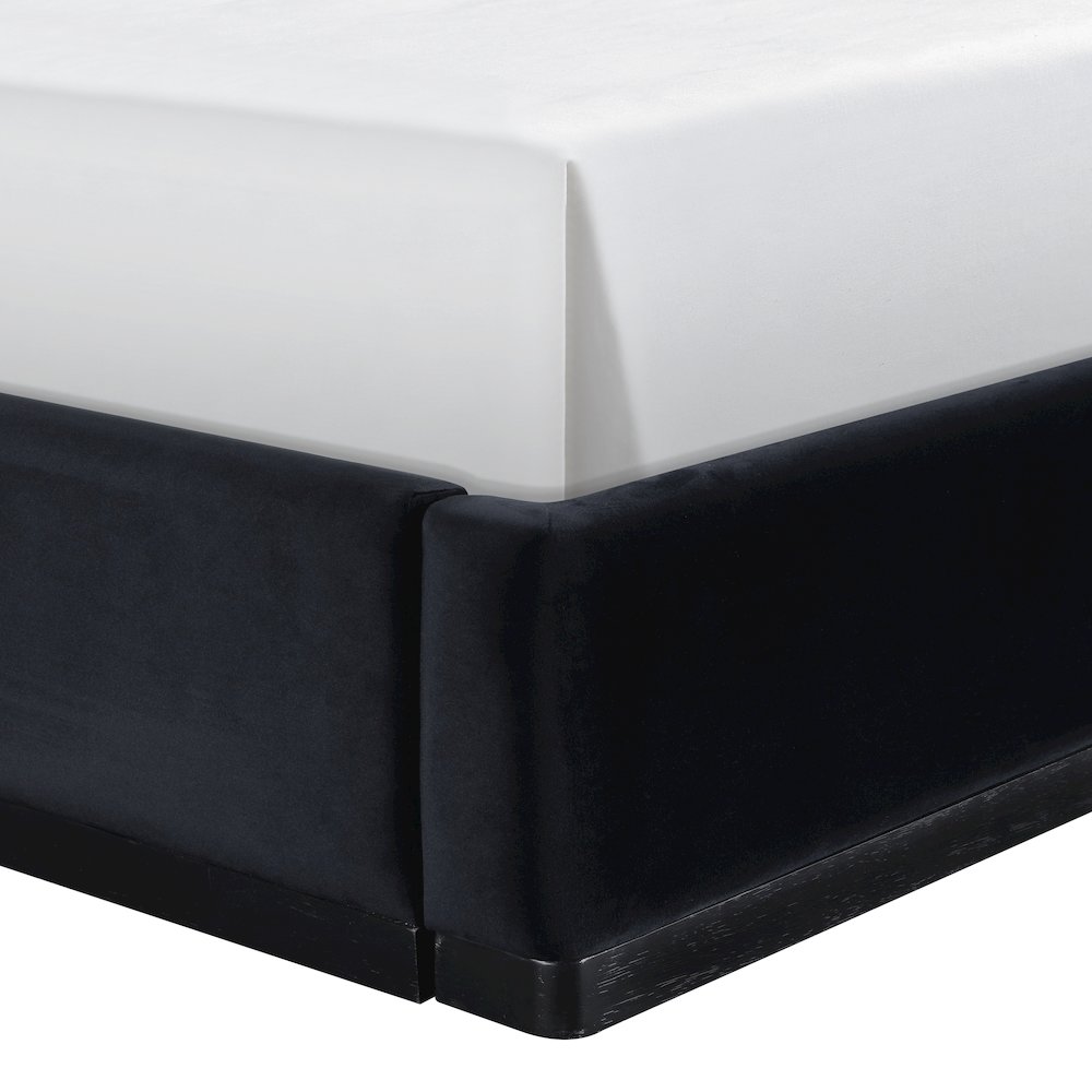 Rava Black / Taupe Velvet Upholstered Queen Bed