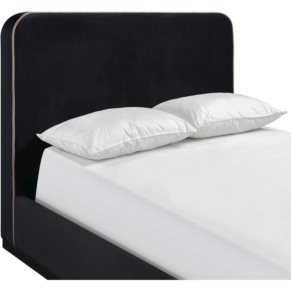 Rava Black / Taupe Velvet Upholstered Queen Bed