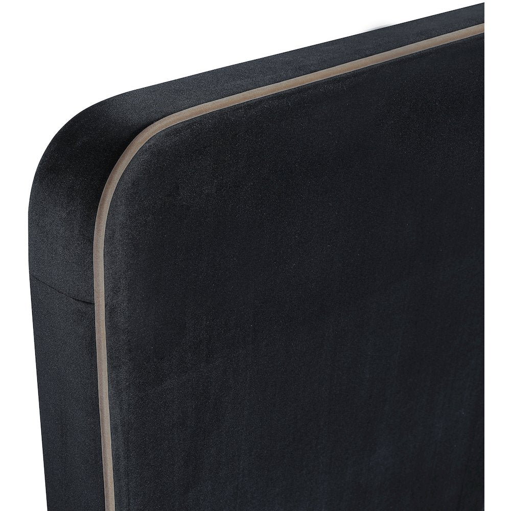 Rava Black / Taupe Velvet Upholstered Queen Bed