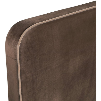 Rava Brown / Beige Velvet Upholstered Twin Bed