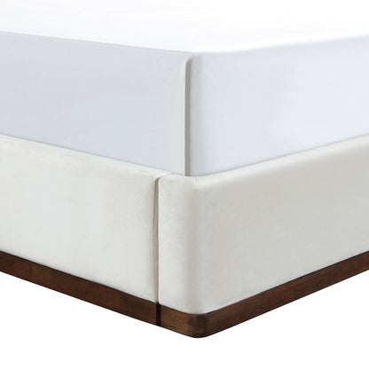 Rava Cream / Beige Velvet Upholstered King Bed