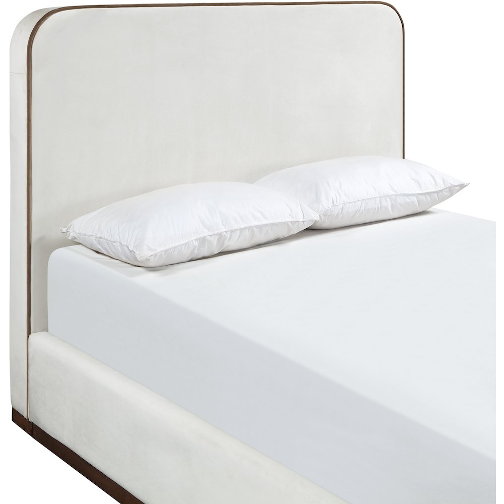 Rava Cream / Beige Velvet Upholstered King Bed