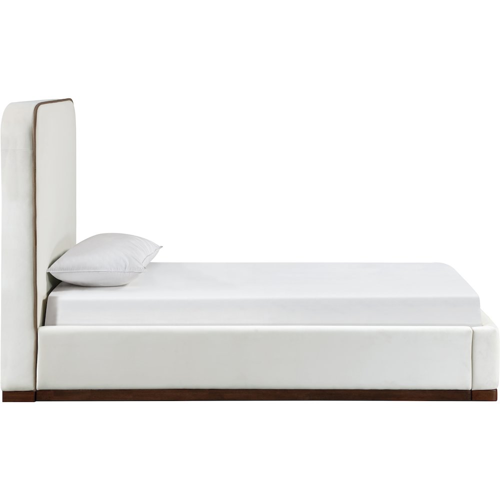 Rava Cream / Beige Velvet Upholstered Twin Bed