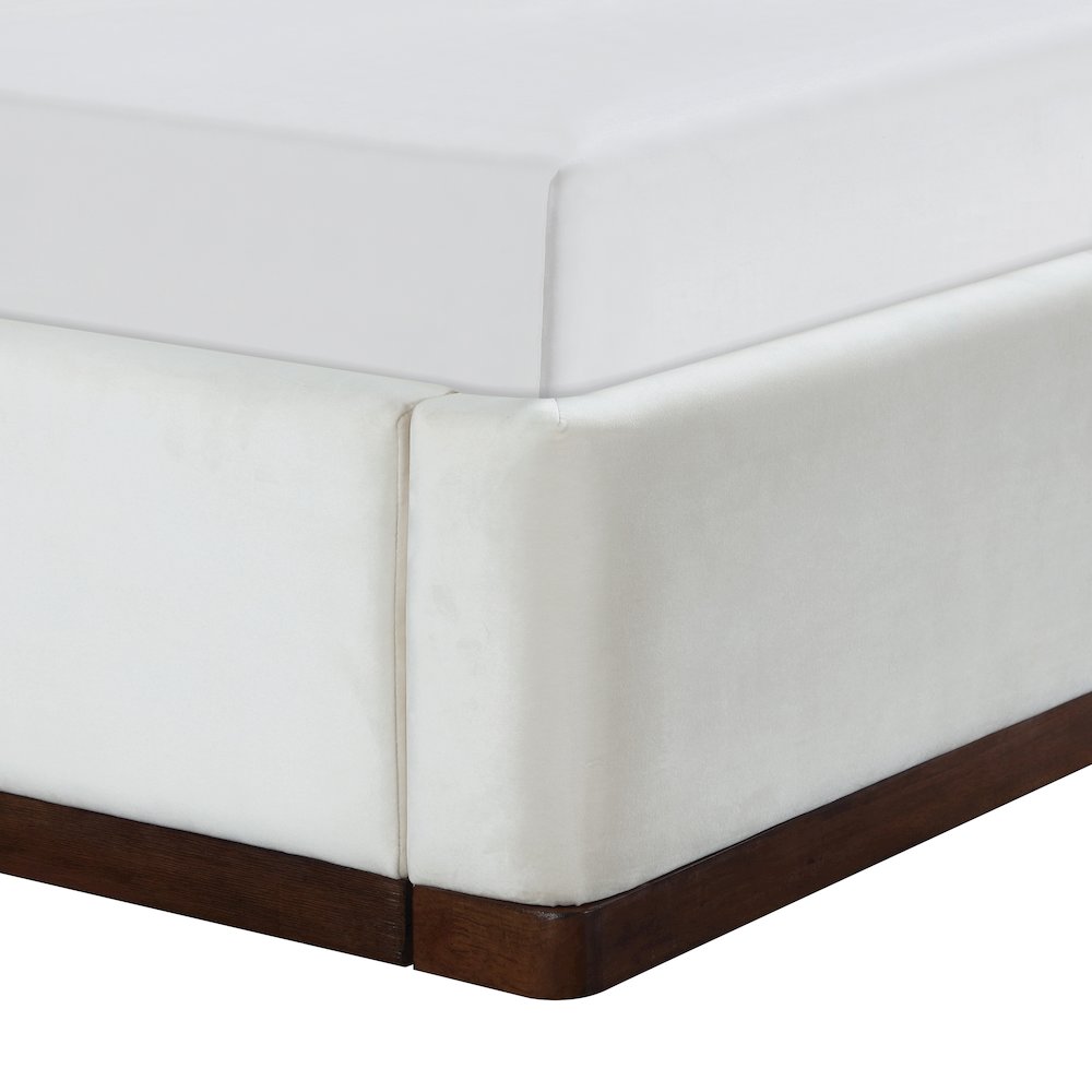 Rava Cream / Beige Velvet Upholstered Twin Bed