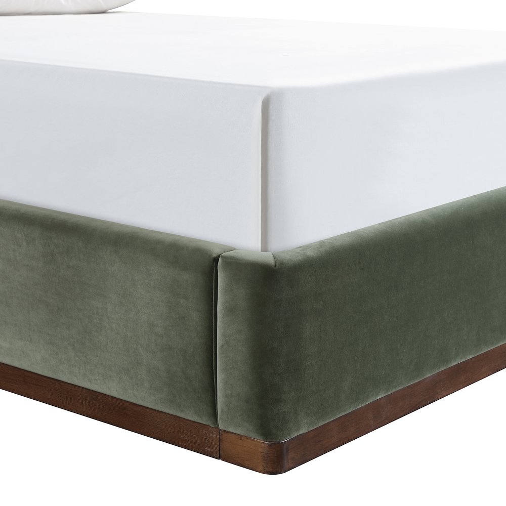 Rava Green / Brown Velvet Upholstered King Bed