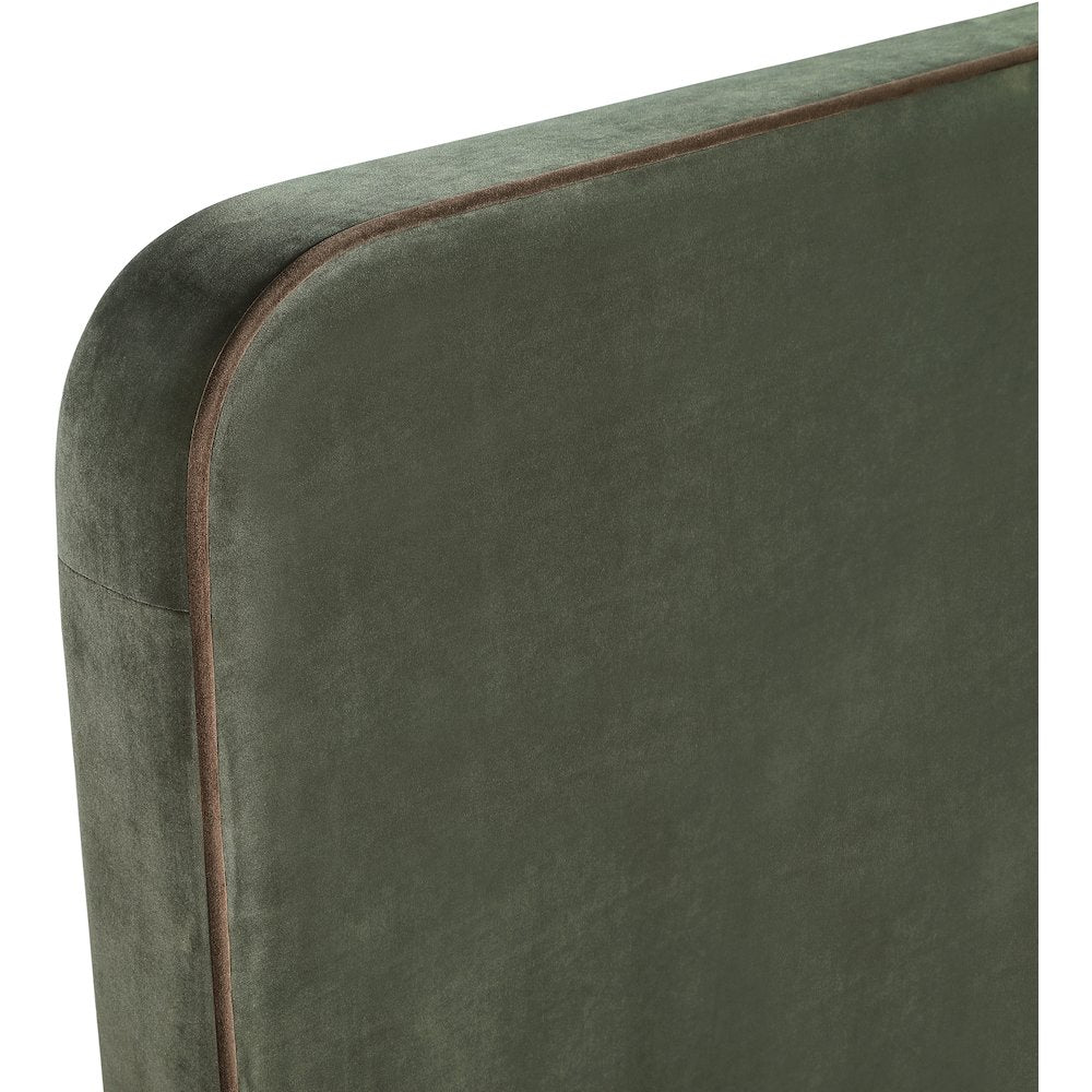 Rava Green / Brown Velvet Upholstered King Bed