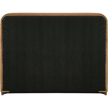 Rava Saddle / Brown Velvet Upholstered King Bed