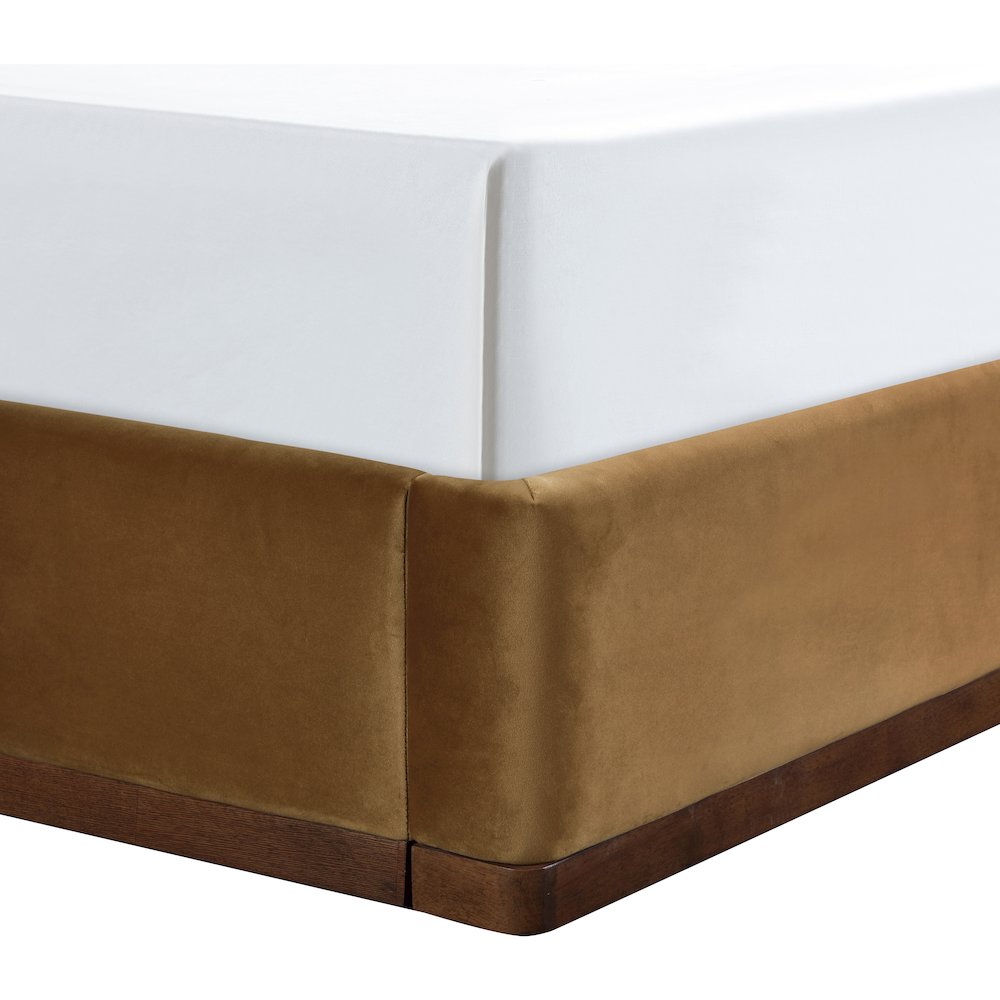 Rava Saddle / Brown Velvet Upholstered Twin Bed