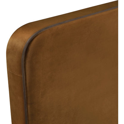 Rava Saddle / Brown Velvet Upholstered Twin Bed