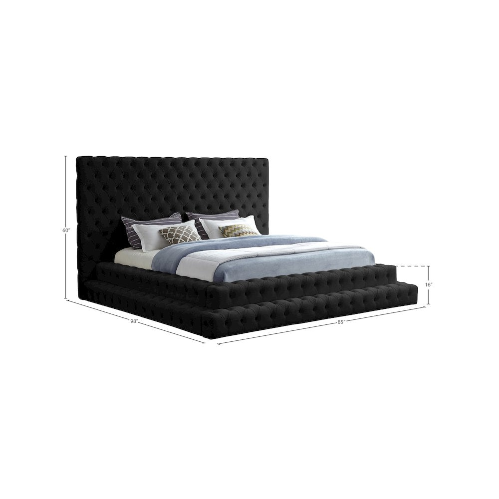 Revel Black Velvet Queen Bed