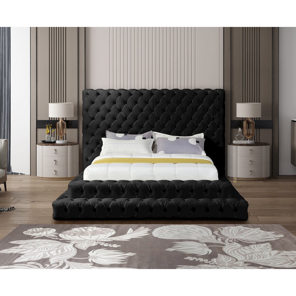 Revel Black Velvet Queen Bed