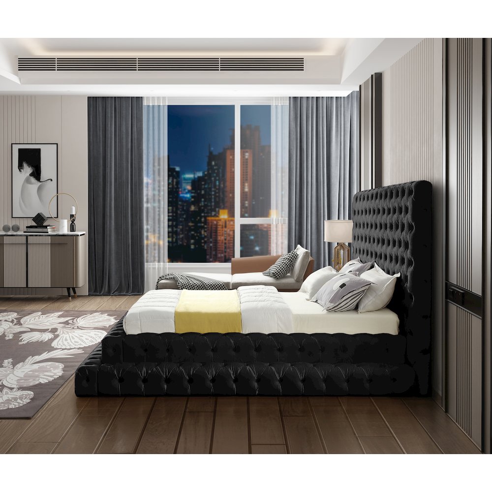 Revel Black Velvet Queen Bed