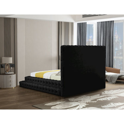Revel Black Velvet Queen Bed