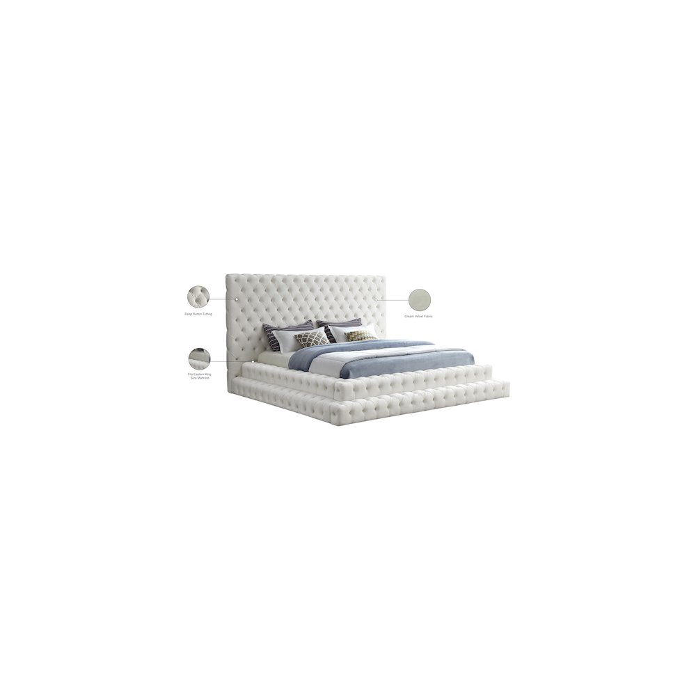 Revel Cream Velvet King Bed