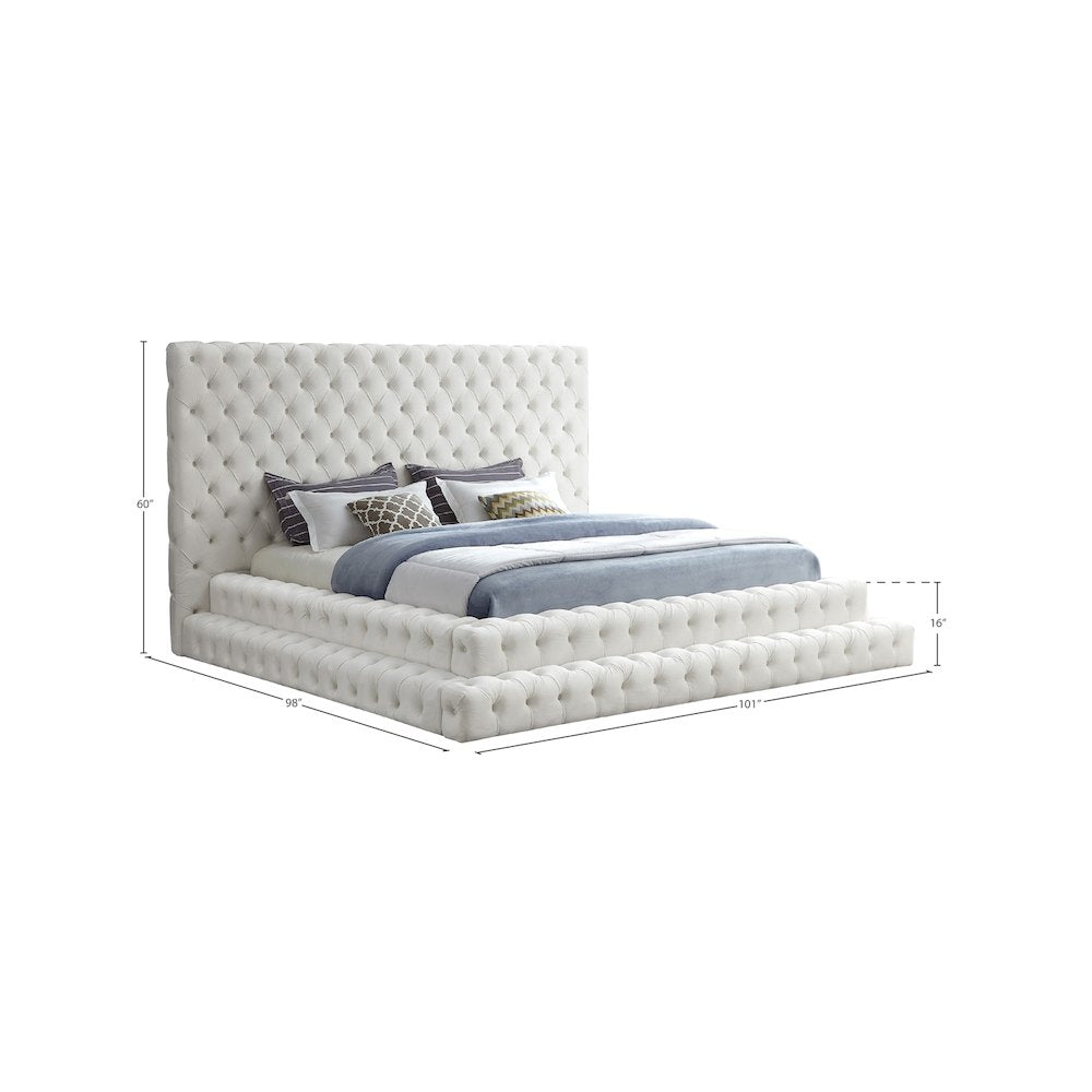 Revel Cream Velvet King Bed