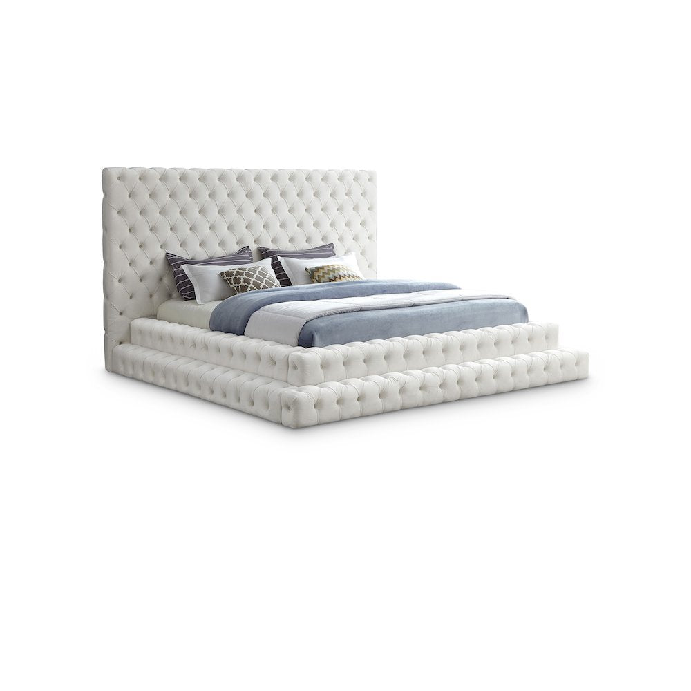 Revel Cream Velvet King Bed