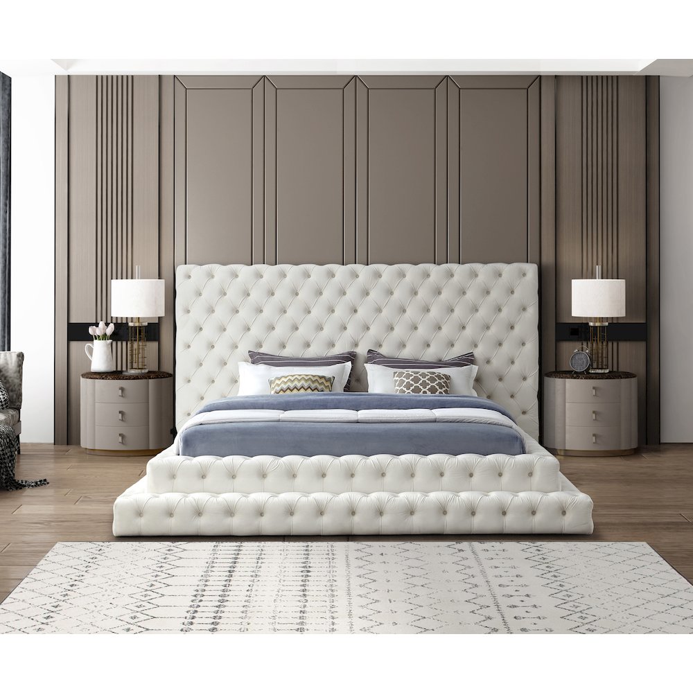 Revel Cream Velvet King Bed