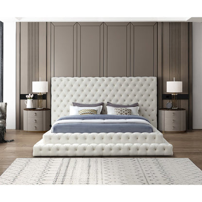 Revel Cream Velvet King Bed