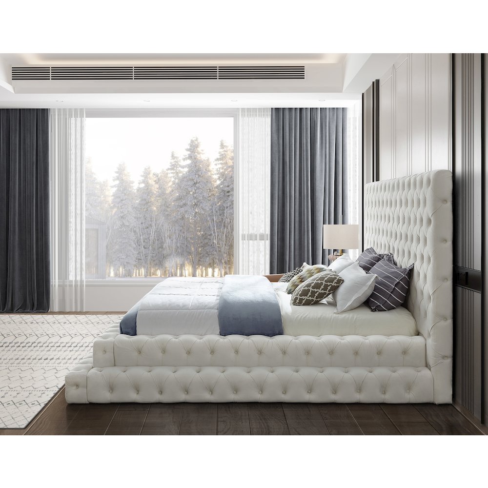 Revel Cream Velvet King Bed