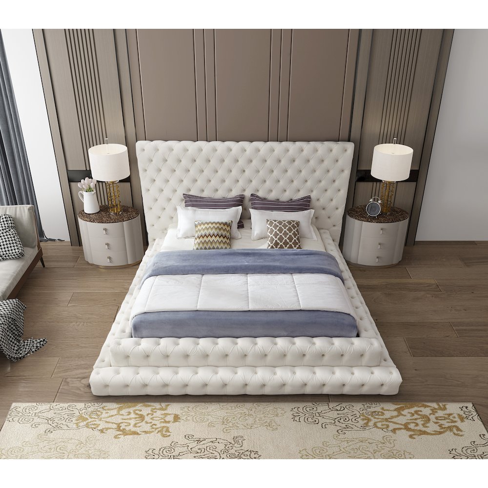Revel Cream Velvet King Bed