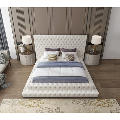 Revel Cream Velvet King Bed