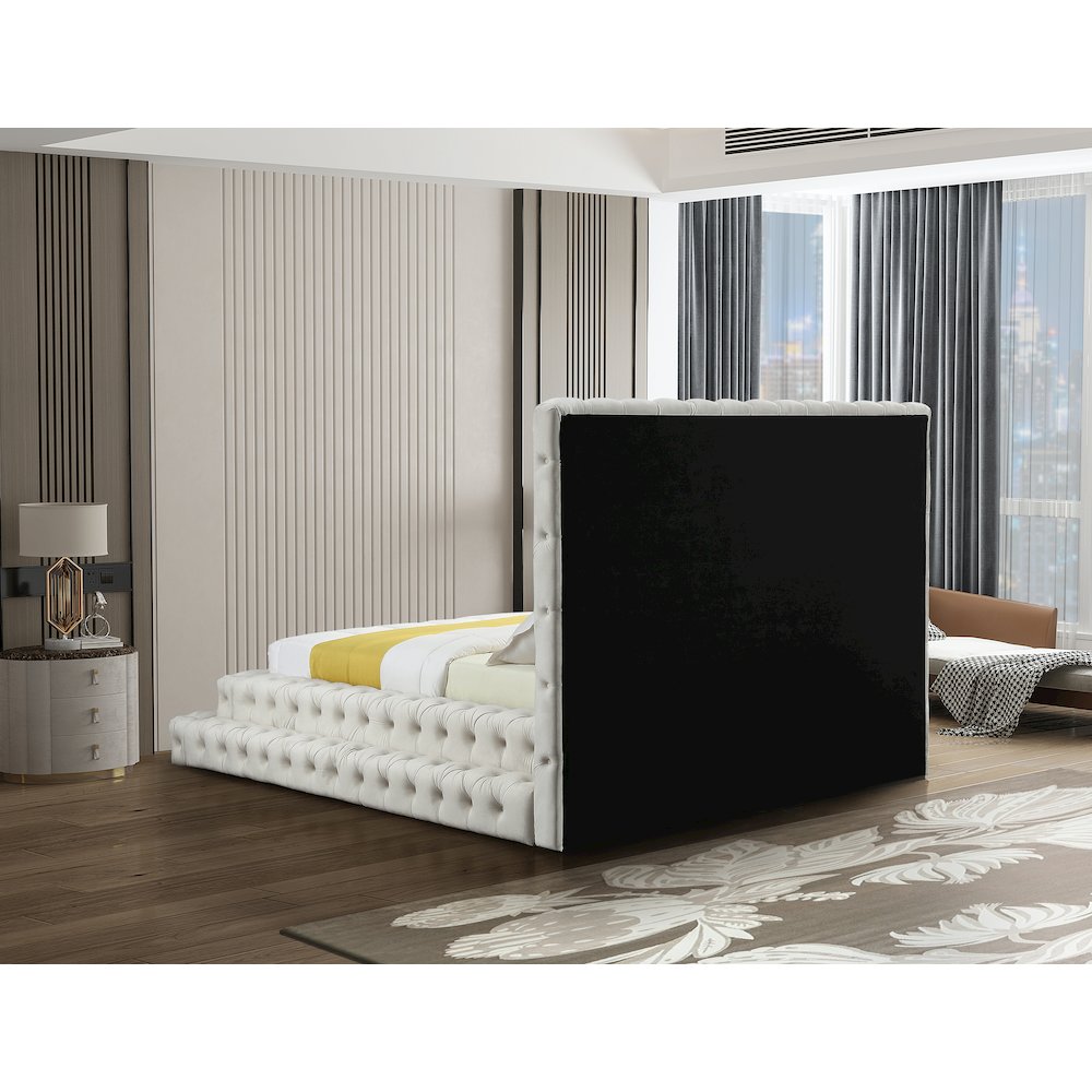 Revel Cream Velvet Queen Bed