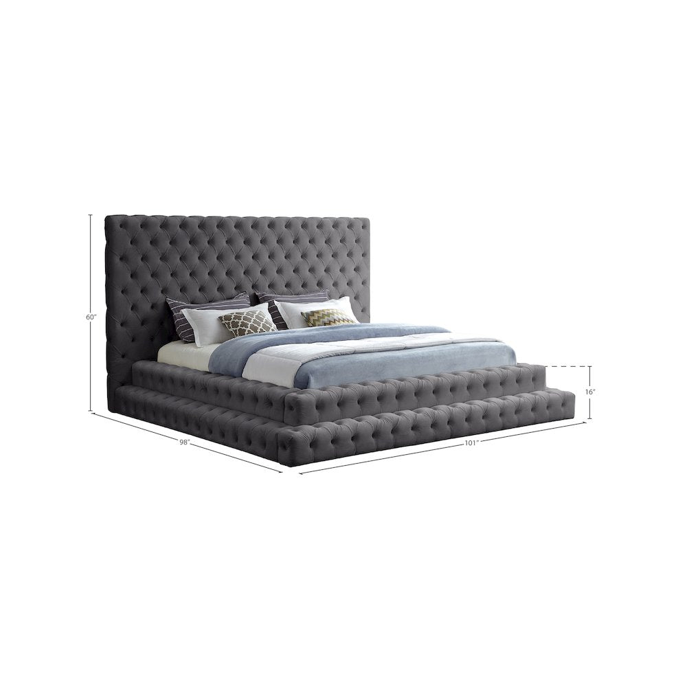 Revel Grey Velvet King Bed