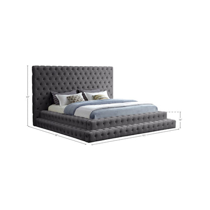 Revel Grey Velvet King Bed