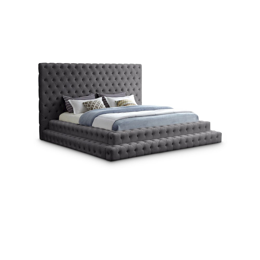 Revel Grey Velvet King Bed