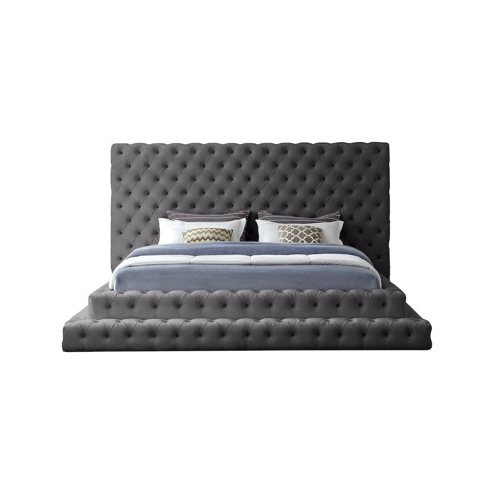 Revel Grey Velvet King Bed