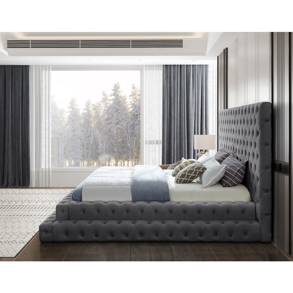 Revel Grey Velvet King Bed