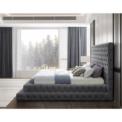 Revel Grey Velvet King Bed