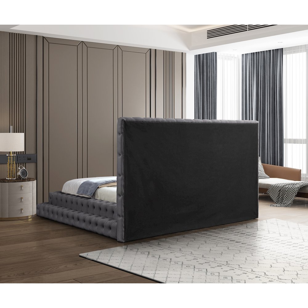 Revel Grey Velvet King Bed