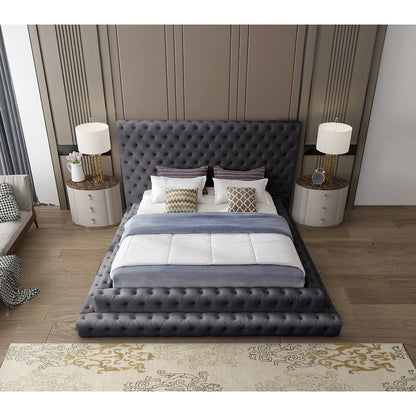 Revel Grey Velvet King Bed