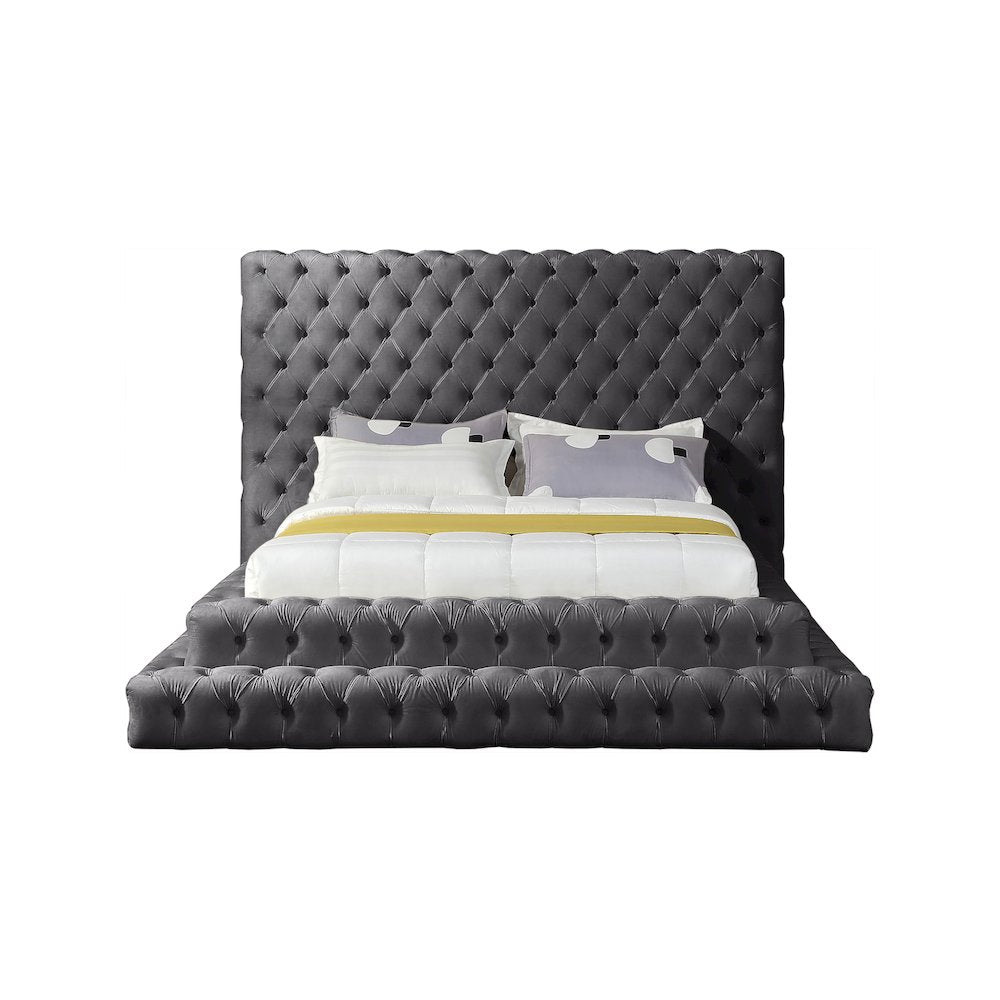 Revel Grey Velvet Queen Bed