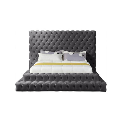 Revel Grey Velvet Queen Bed