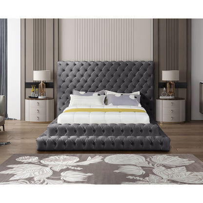 Revel Grey Velvet Queen Bed