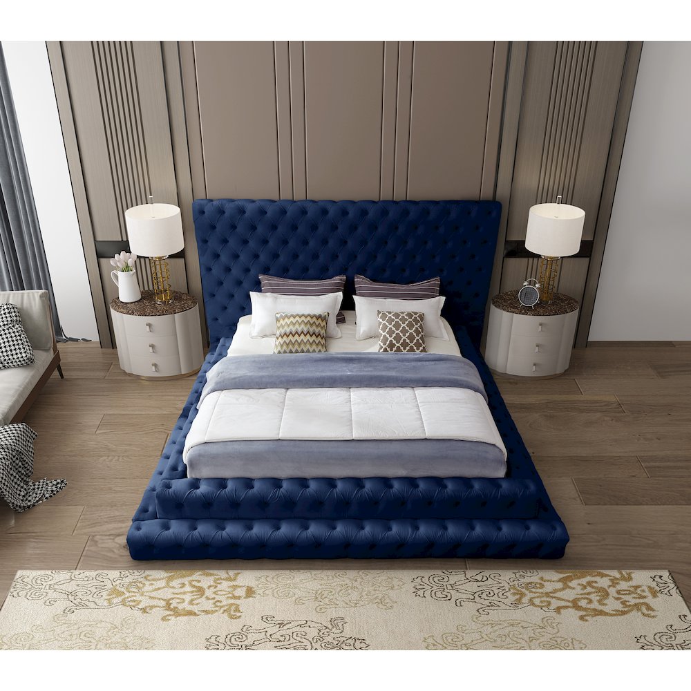 Revel Navy Velvet King Bed