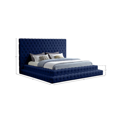 Revel Navy Velvet Queen Bed