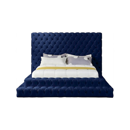 Revel Navy Velvet Queen Bed