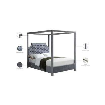 Rowan Grey Velvet Queen Bed