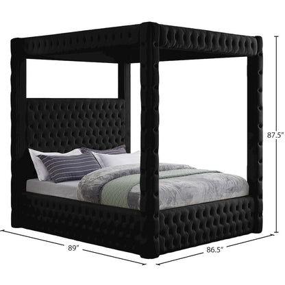 Royal Black Velvet King Bed