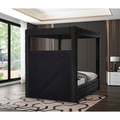 Royal Black Velvet King Bed