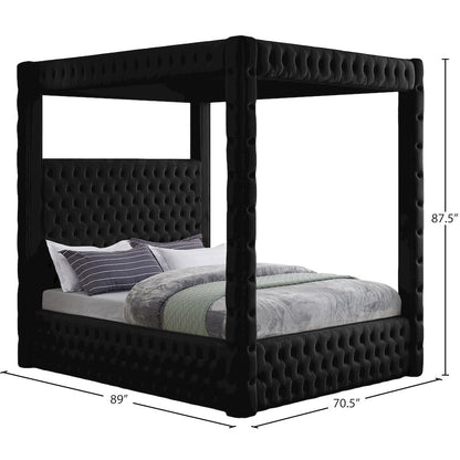 Royal Black Velvet Queen Bed