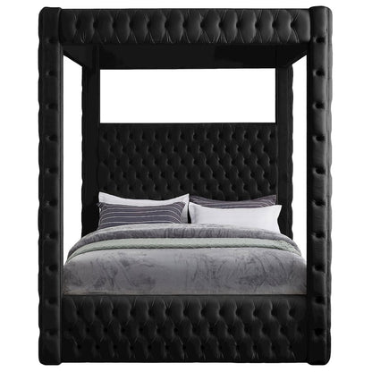 Royal Black Velvet Queen Bed