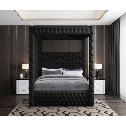 Royal Black Velvet Queen Bed