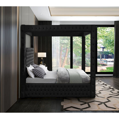 Royal Black Velvet Queen Bed